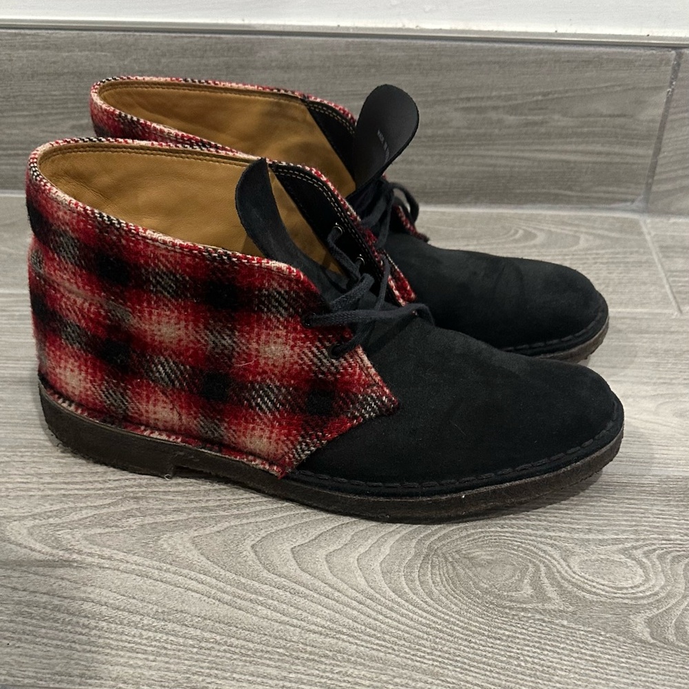 Clark’s Originals Men’s Desert Chukka Boots 9.5 Navy Wool Rare Vintage SUEDE